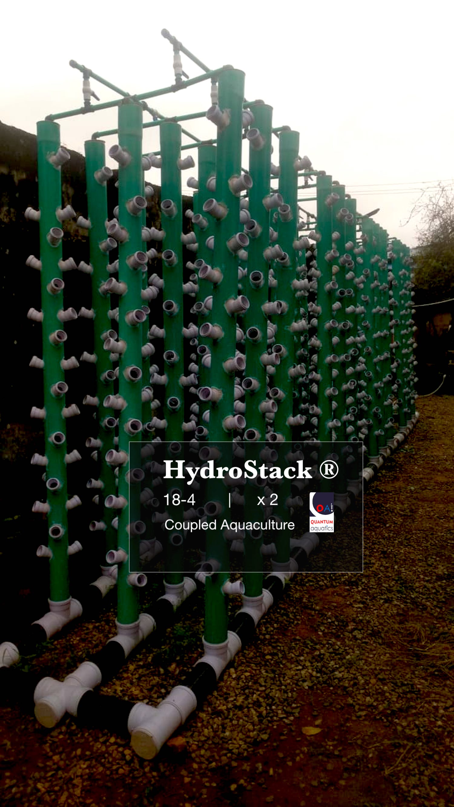HydroStack modular vertical grow-pipe array
